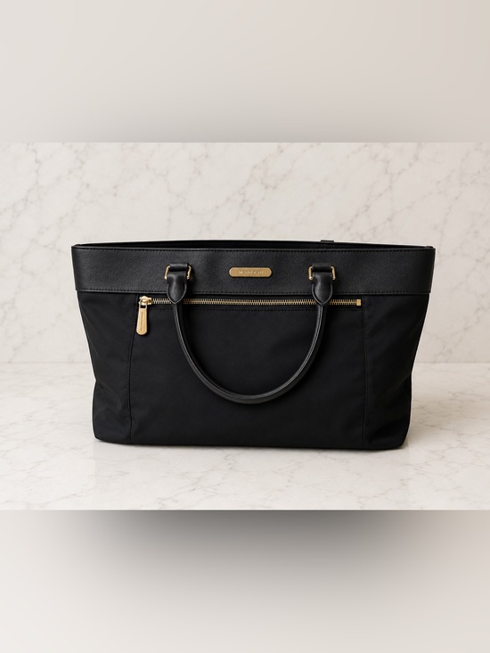 Michael Kors Handbags - Michael Kors Black Nylon Tote with Gold Accents